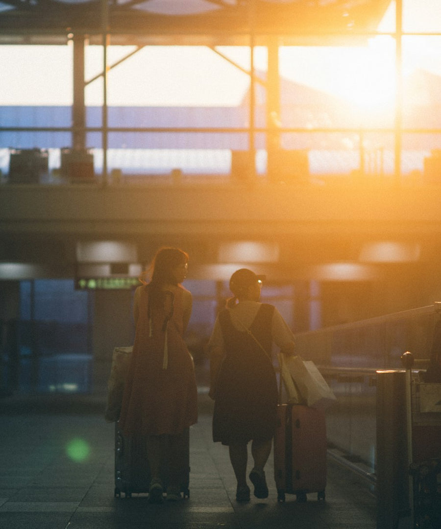 Family travelling together with extra luggage